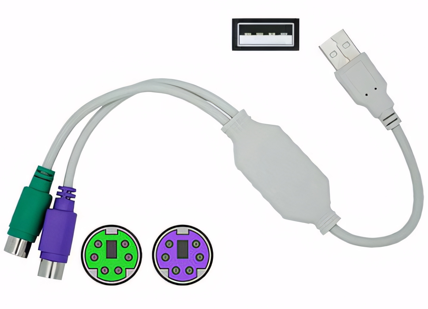 Adaptador PS2 ( Teclado  y mouse viejos ) a 1 USB