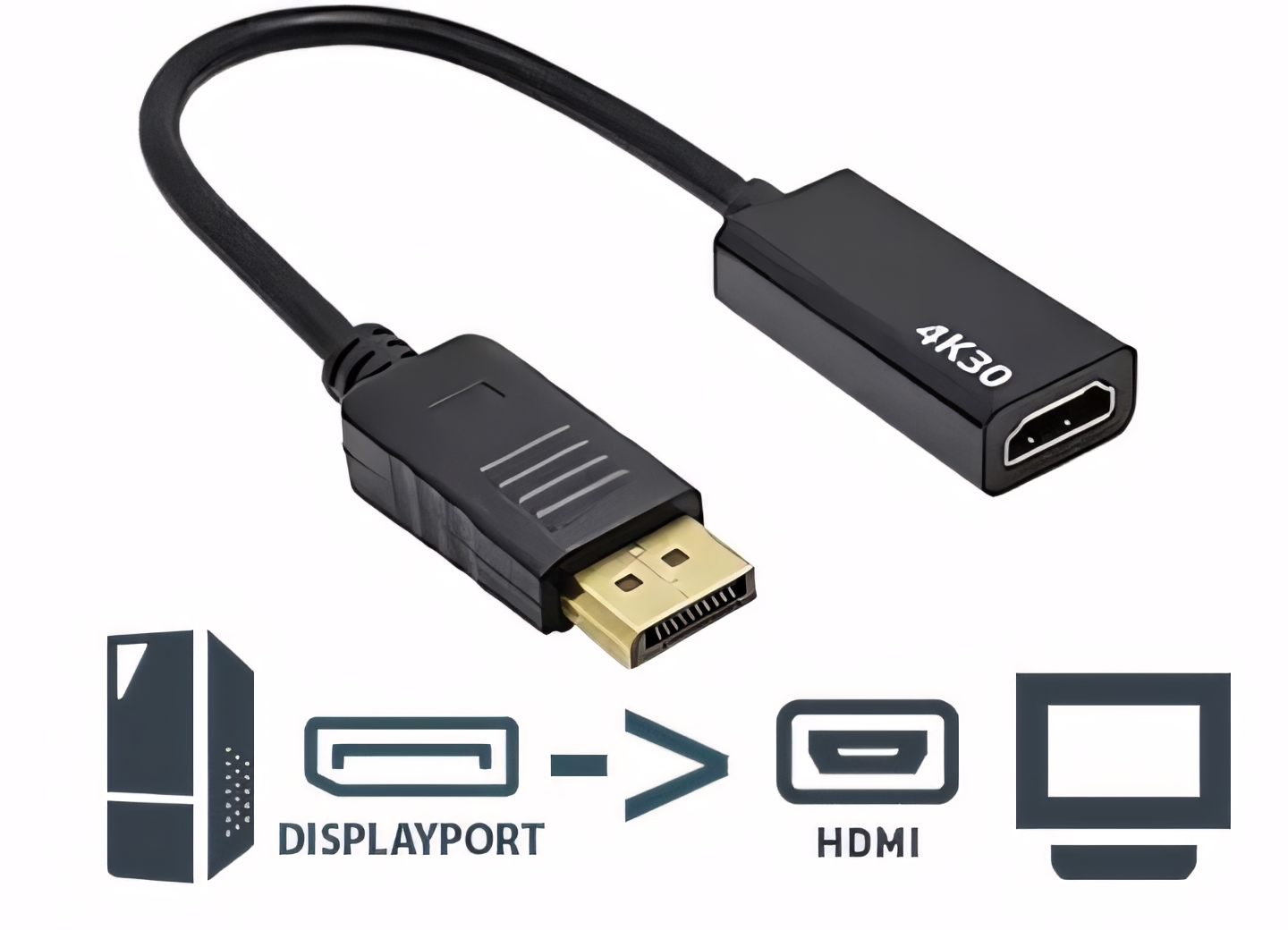 Adaptador de Video - DisplayPort (M) > Hdmi (H)