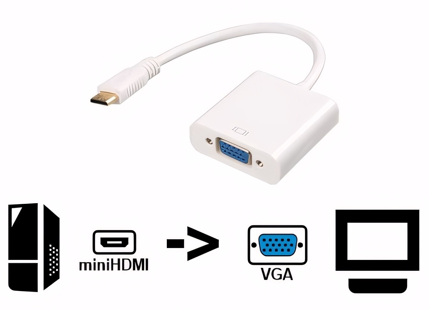 Adaptador - Mini HDMI a Vga- No es Bidireccional