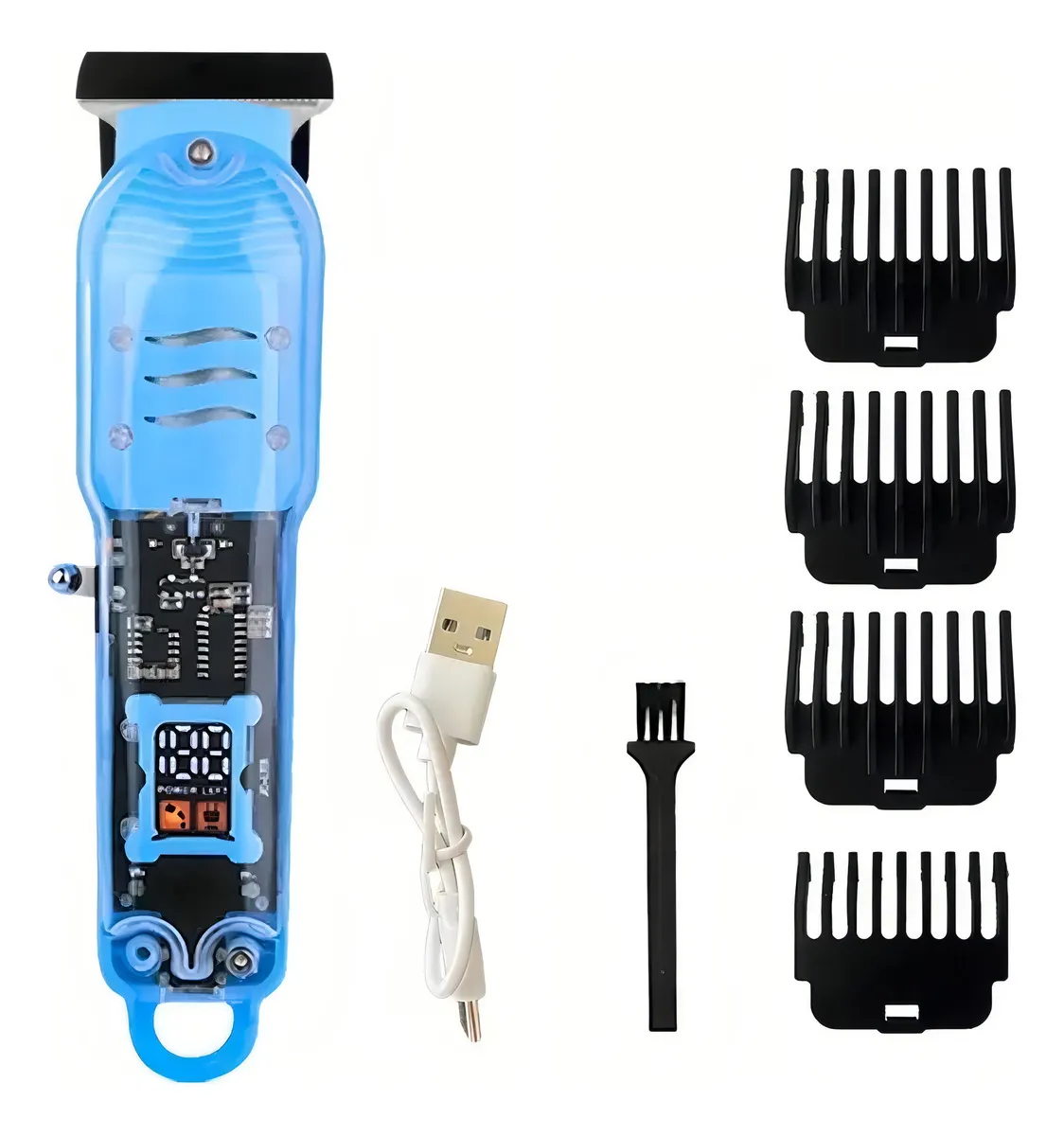 Maquina Cortadora De Pelo Barba Inalámbrica Visor Carga Usb