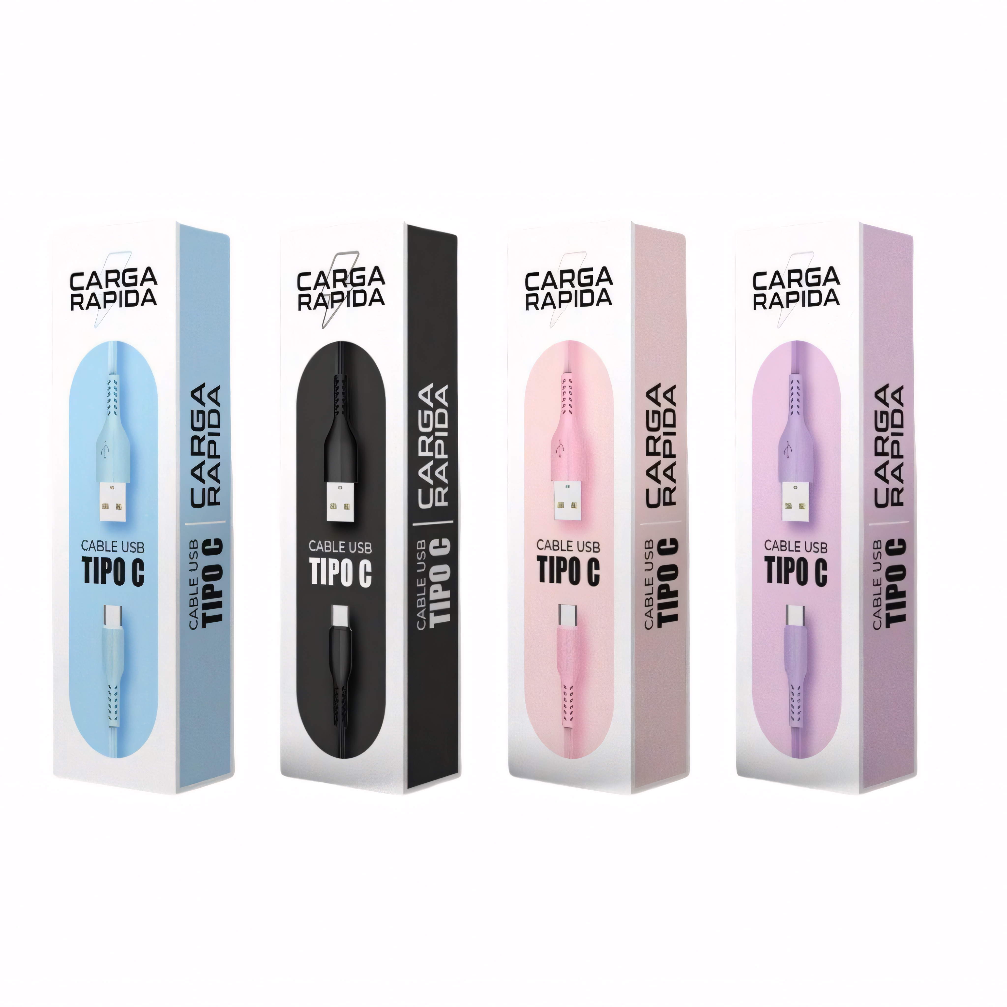 CABLE DATOS CARGA USB A TIPOC- PASTEL