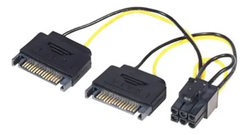 CABLE DE FUENTE ADAPTADOR 2 SATA H A 6 PINES PLACA DE VIDEO