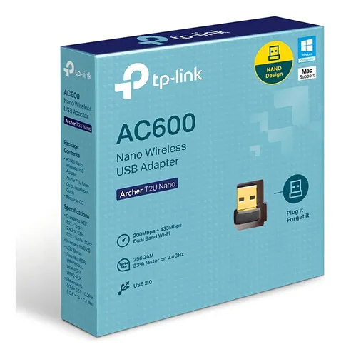 ADAPTADOR USB NANO WIFI AC600 TPLINK ARCHER T2U NANO