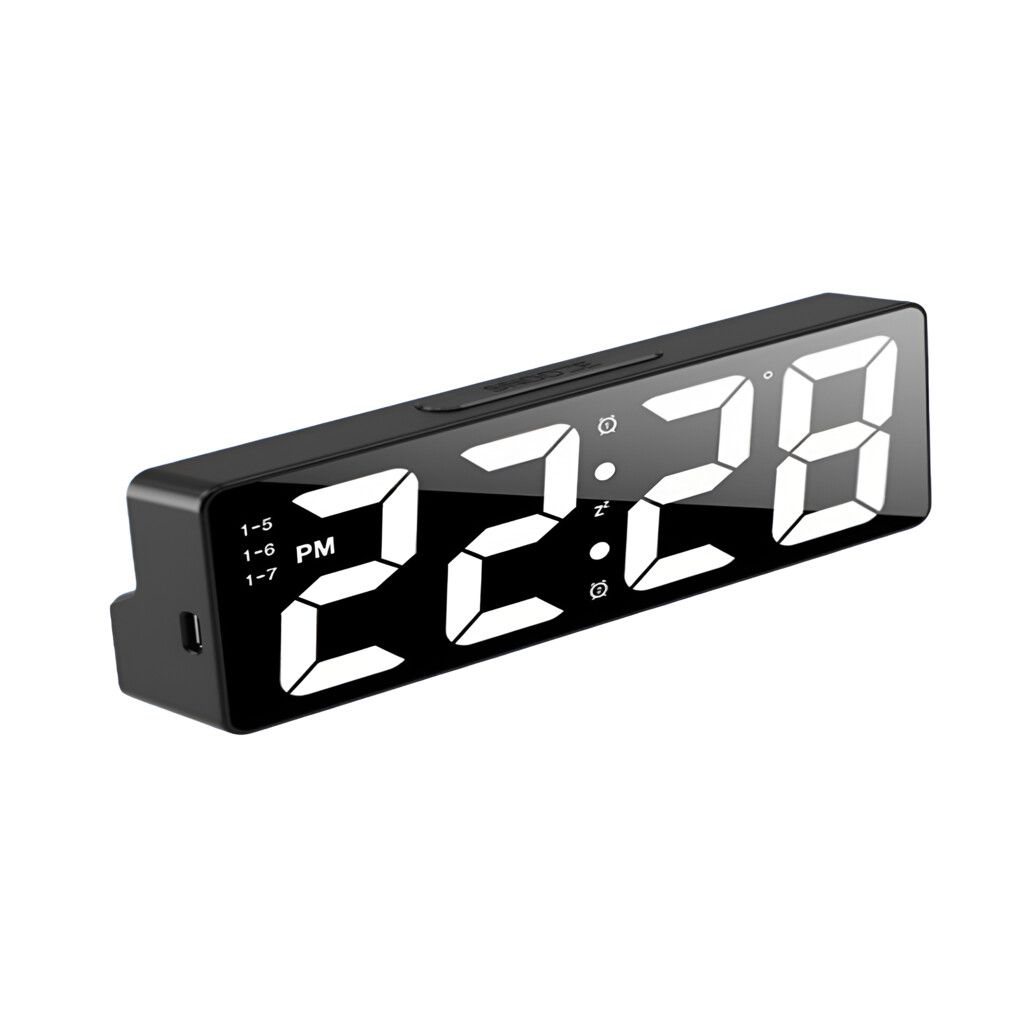 RELOJ DESPERTADOR DIGITAL LED BLANCO