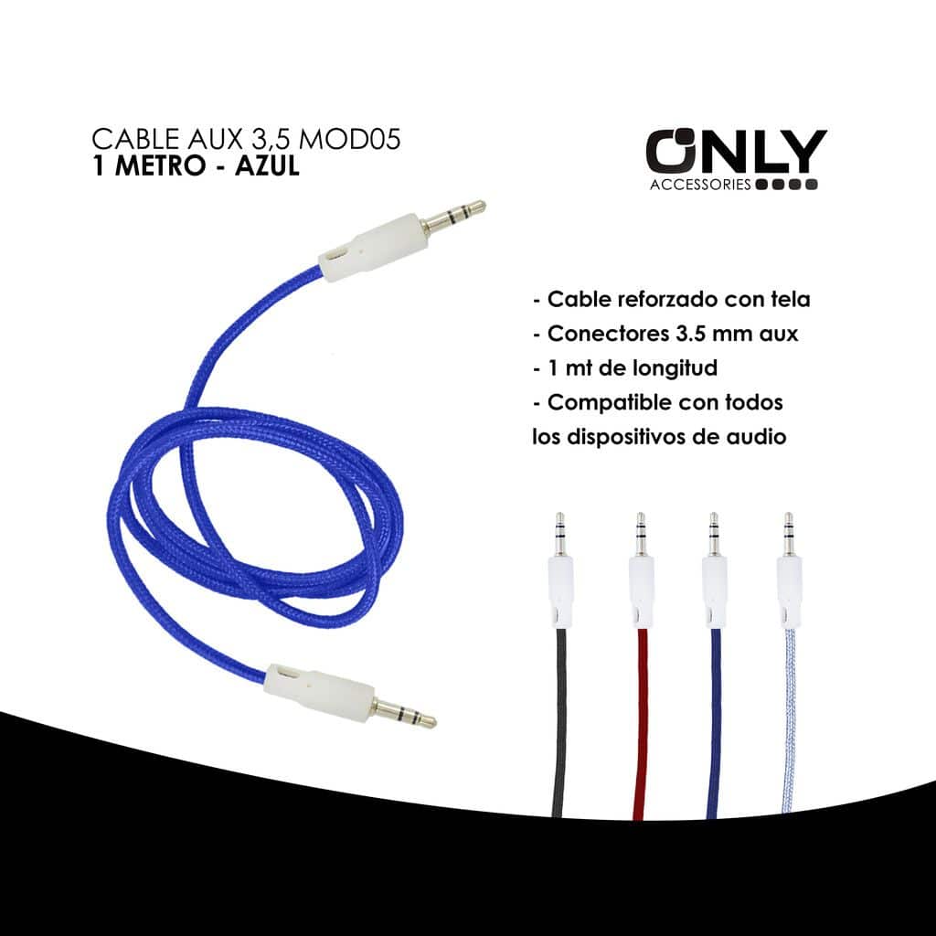 CABLE AUXILIAR TELA AZUL 1MT
