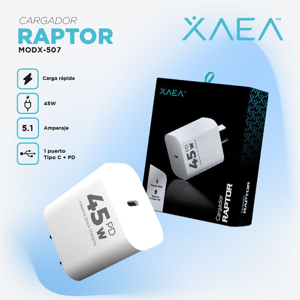 CABEZAL CARGADOR 45W PD 1TC RAPTOR