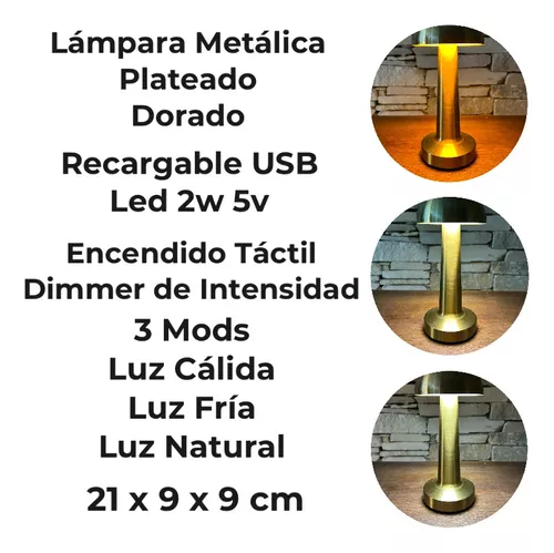 Velador Lampara sobremesa Led - simil bronce - Led - 3 modos