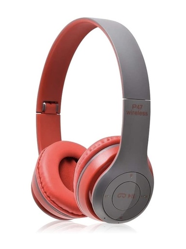 Auriculares Inalambricos  Bluetooth - P47 - Rojo Gris
