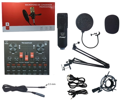 MICROFONO CONDENSER TIME C/ PLACA SONIDO MIC-31004