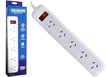 Zapatilla TRV - 1.5Mt de cable - 10A - 5 Bocas