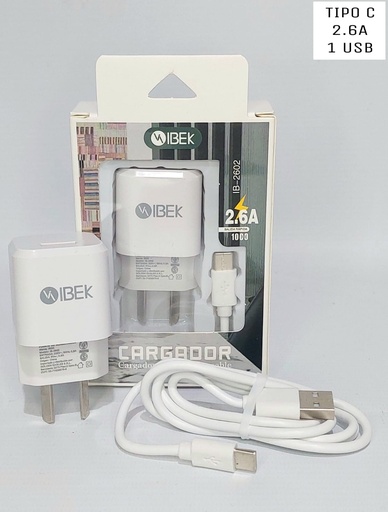 Cargador Ibek 2.6A Tipo C - Desmontable
