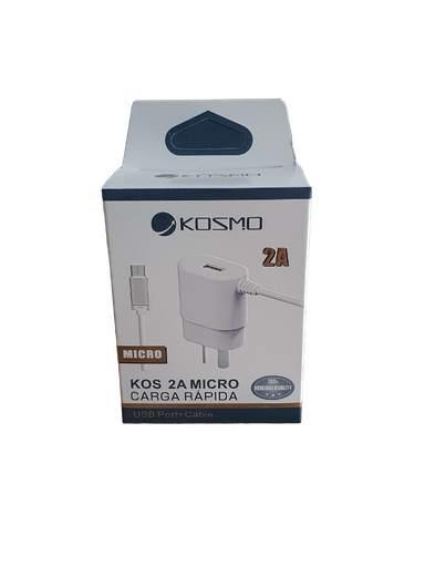 Cargador Kosmo 2A - Microusb V8 - + Usb